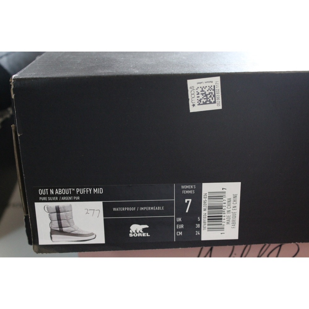 Sorel Women Out 'N About Puffy Mid Waterproof Boot Pure Silver Size 9.5 M NEW! - Picture 14 of 14